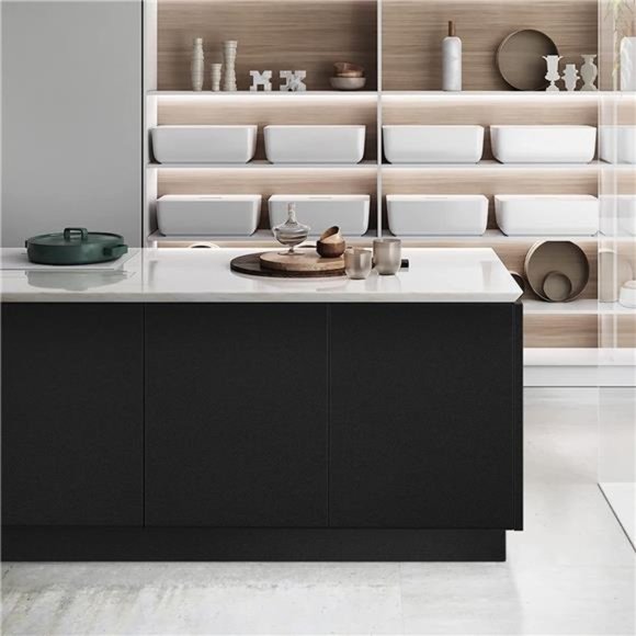 Thick Black Wallpaper 16"x198" Black Peel and Stick Wallpaper Matte Black - Picture 5 of 7